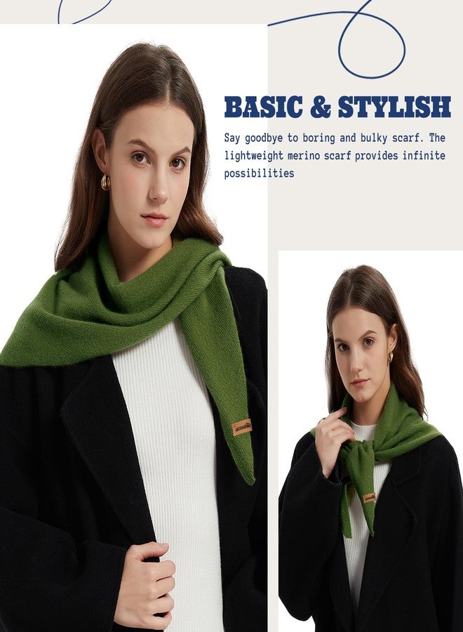 ACUSHLA Wool Triangle Scarf Knitted Triangle with Rice Grain Knitted Pattern in Solid Colors, Light Cloth Soft Many Color Combinations Light Scarf, Green 11, 110cmX38cm - Image 2