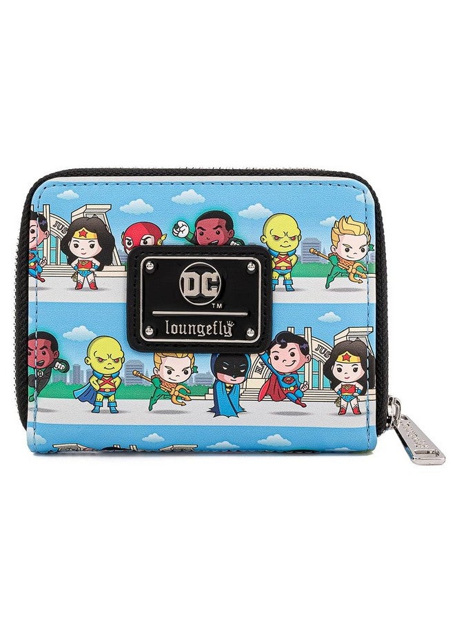 Loungefly Dc Superheroes Chibi Lineup Faux Leather Zip Around Wallet Cute Wallets Fashion Accessories 5.5 Inches - Image 2