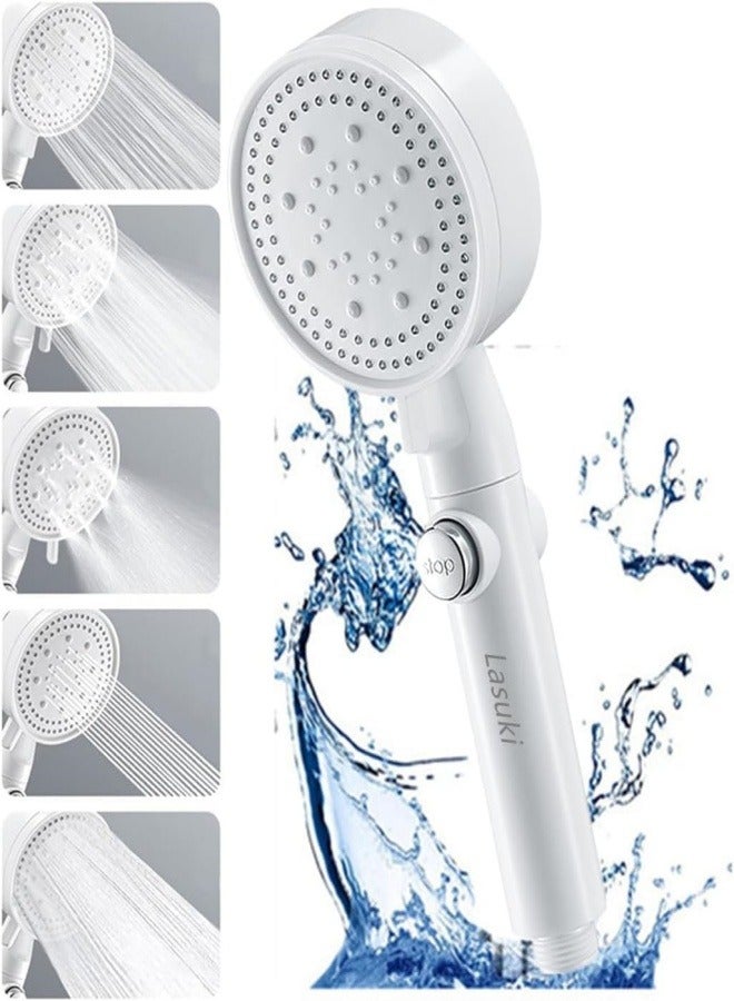 High Pressure Shower Head, Water Saving Hand Shower, 6 Jet Types, Handheld, Shower head with hose for Bathing and Spa Modern Square Handheld Shower Head (white)  - Image 1