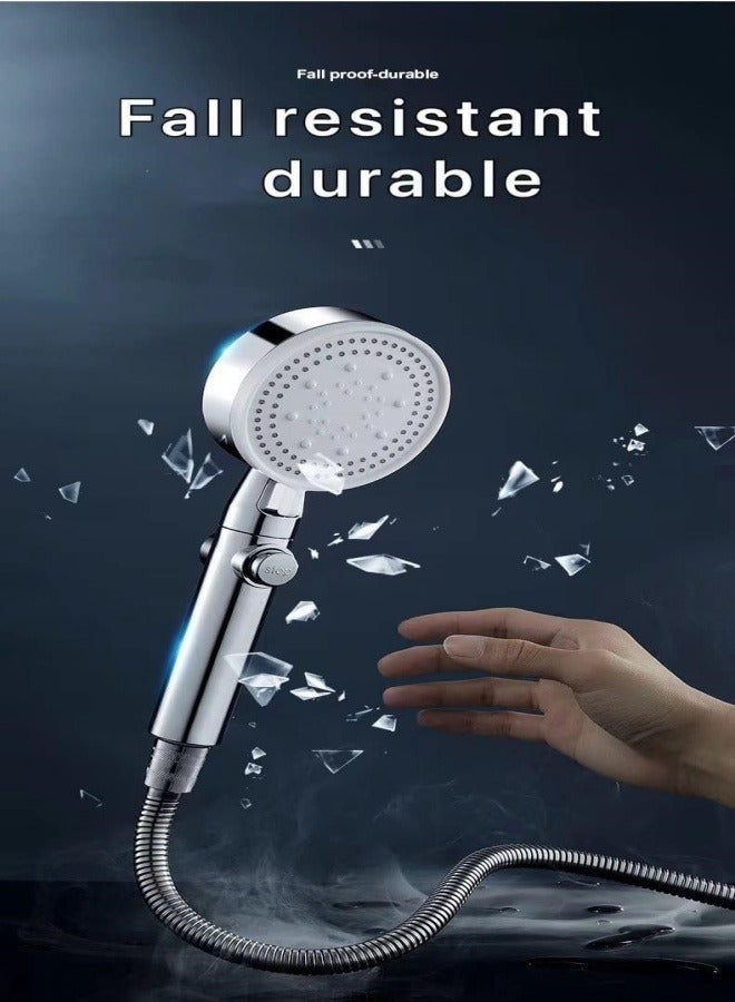 High Pressure Shower Head, Water Saving Hand Shower, 6 Jet Types, Handheld, Shower head with hose for Bathing and Spa Modern Square Handheld Shower Head (white)  - Image 4