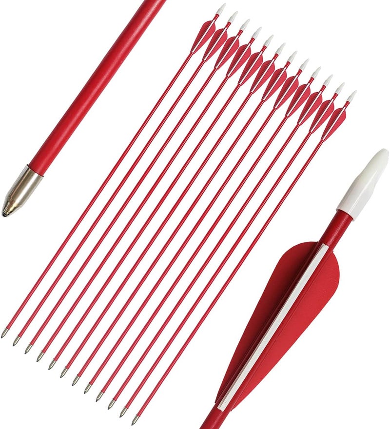PANDARUS Youth Safetyglass Arrows 28" Fiberglass Archery 26" Target Practice Arrows(Pack of 12) - Image 1