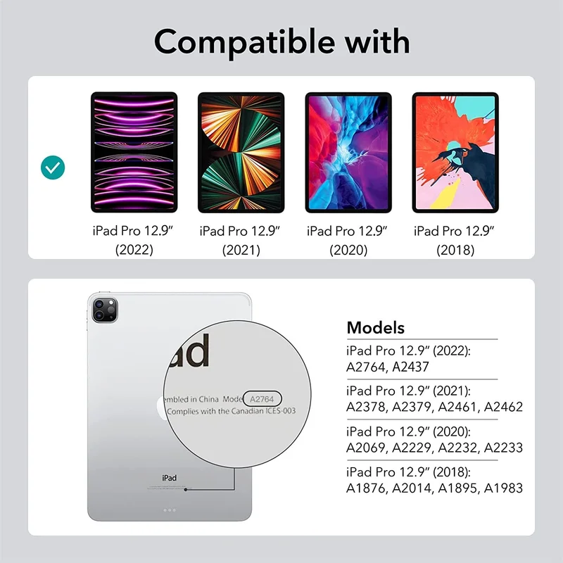 ESR Apple iPad Pro 12.9 5th Generation 2021 Inch A2378 A2379 A2461 A2462 Series 9h Tempered Oleophobic Screen Protector