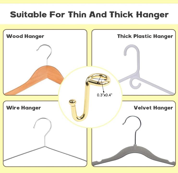 Koobay Metal Clothes Hanger, 36 Pack Connector Hooks Stable Gold Metal Outfit Hangers Extender Clips Organizer Strong Mini Cascading Hanger Hooks - Image 2