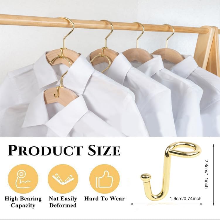 Koobay Metal Clothes Hanger, 36 Pack Connector Hooks Stable Gold Metal Outfit Hangers Extender Clips Organizer Strong Mini Cascading Hanger Hooks - Image 3