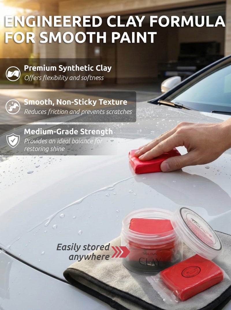 TAKAVU أشرطة طين السيارات لتفاصيل السيارات 2 عبوة 100 جرام من TAKAVU، مادة متوسطة الجودة، منظف طين سحري لتفاصيل السيارات لتنظيف السيارات، المركبات، القوارب والحافلات (أحمر) - Image 3