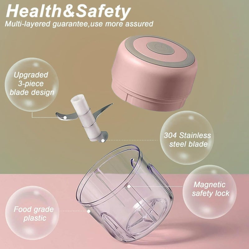Wireless Mini Food Chopper USB Rechargeable, 250ml Cordless Electric Vegetable, Fruit & Meat Grinder, Baby Food Maker, Garlic, Onion, Ginger Mincer, Quick & Easy Prep, Compact Modern Kitchen Gadget - Image 3