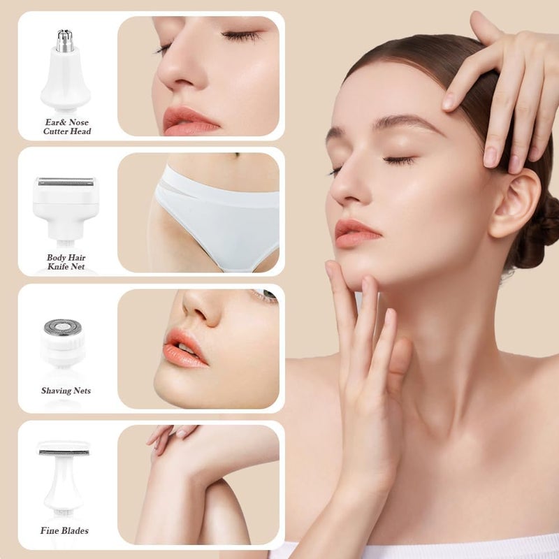 Zikra Electric Bikini Trimmer, 4-in-1 Women's Trimmer, IPX6 Waterproof Epilator for Legs/Underarms/Eyebrow/Face/Nose/Bikini, Wet & Dry Painless Shaver for Women - Image 2