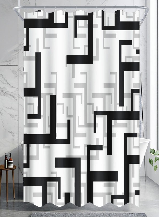 weesire Black and White Shower Curtain for Bathroom Fabric Modern Abstract Minimalist Bath Curtains Waterproof Shower Curtains Set, 72 x 72 Inch - Image 2
