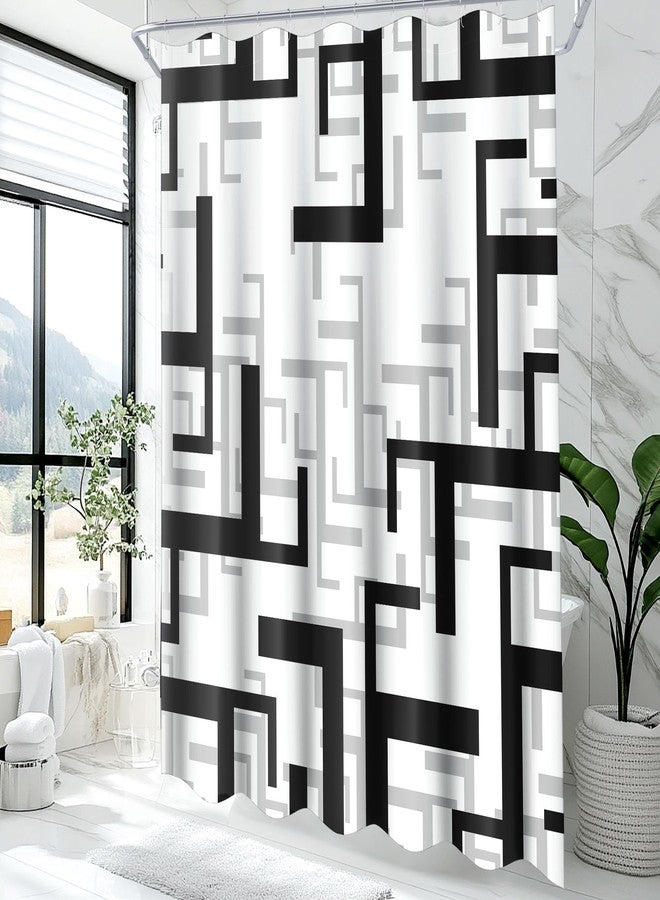 weesire Black and White Shower Curtain for Bathroom Fabric Modern Abstract Minimalist Bath Curtains Waterproof Shower Curtains Set, 72 x 72 Inch - Image 1