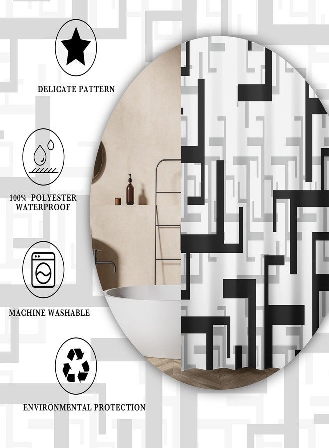 weesire Black and White Shower Curtain for Bathroom Fabric Modern Abstract Minimalist Bath Curtains Waterproof Shower Curtains Set, 72 x 72 Inch - Image 3