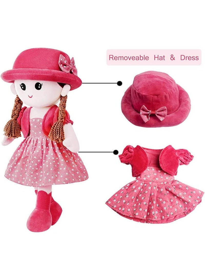 Y&D Adorable Baby Girl Rag Doll Soft Cuddly Ragdoll Princess Doll with Removable Dress and Hat Soft Stuffed Plush Toy Dolls for Girls First Doll Baby Shower Present Girl Birthday Eid Holiday Gift - Image 2
