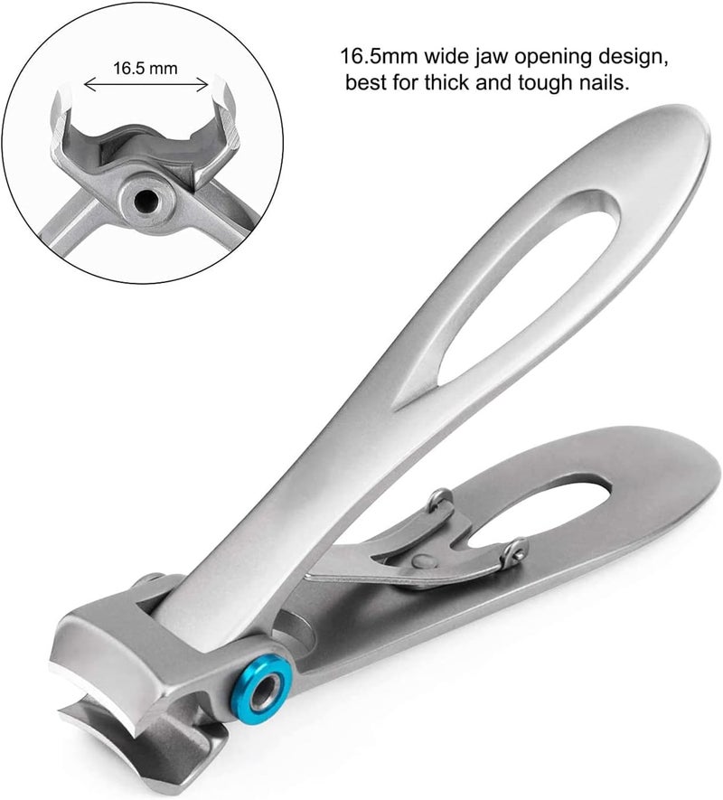 KASTWAVE Nail Clippers Set, 1.65CM Wide Jaw Opening Nail Clippers for Thick Nails Oversized Stainless Steel Heavy Duty Toe Nail Clippers Set with Nails File for Senior, Men, Women(3 Pcs Set) - Image 2
