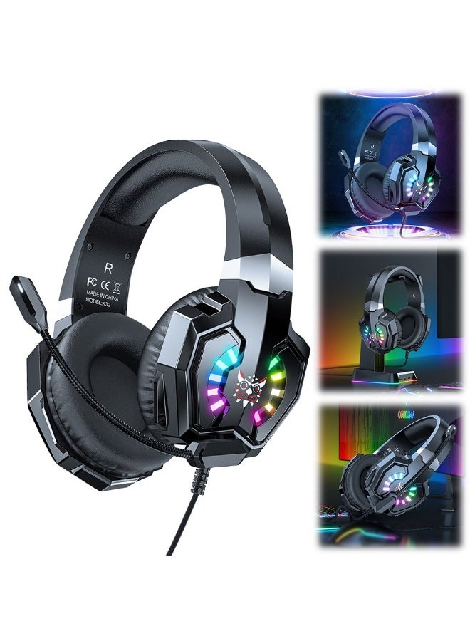 ACLIX Luminous Gaming Headset PC Headset for PS5, PS4 Pro, PC, Mac, Laptop,Switch, Xbox Series, Wired Over-Ear Gaming Headphones with 3D Surround Sound High Sensitivity Noise Cancelling Microphone 3.5MM Audio Jack - Image 1