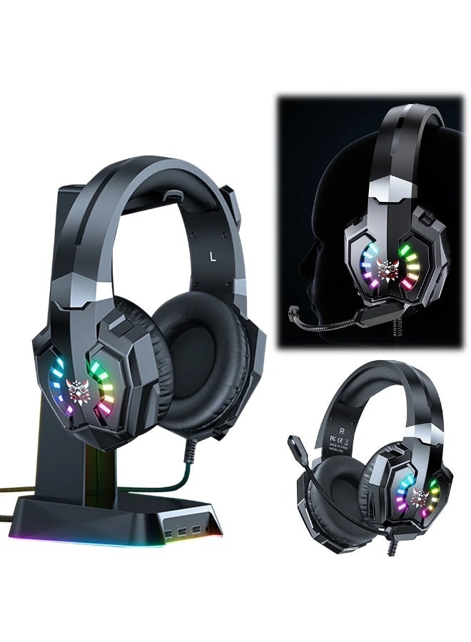 ACLIX Luminous Gaming Headset PC Headset for PS5, PS4 Pro, PC, Mac, Laptop,Switch, Xbox Series, Wired Over-Ear Gaming Headphones with 3D Surround Sound High Sensitivity Noise Cancelling Microphone 3.5MM Audio Jack - Image 2