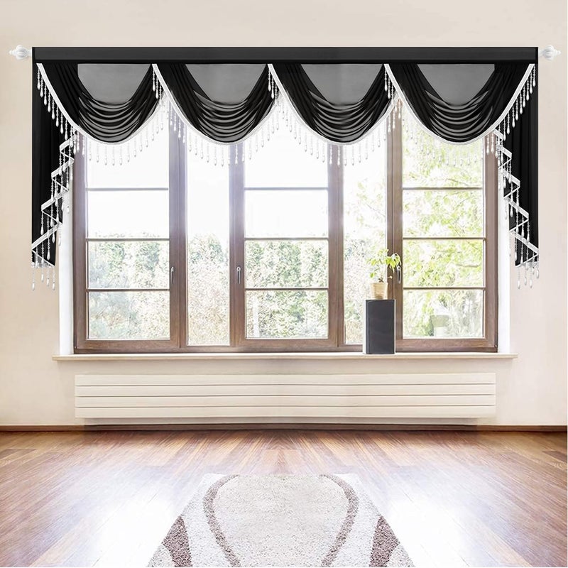 Luxury Sheer Waterfall Valance, 39"W White Swag Curtain, 1 Panel - Image 1