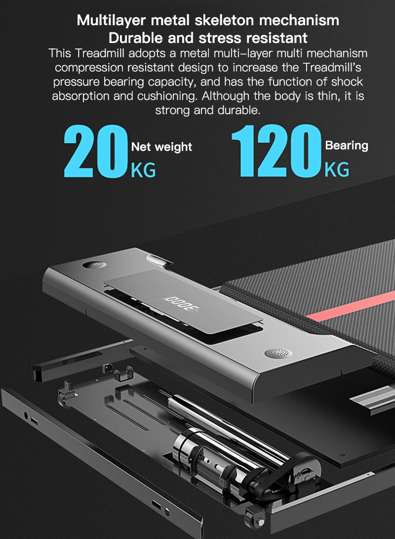 Sharpdo 1-6KM/H Household Flat Electric Treadmill Easy to Store and Foldable 121*50*8CM - Image 4