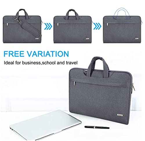 Voova Laptop Bag 13 14 Inch, Waterproof Computer Sleeve Carrying Case with Shoulder Straps & Handle Compatible with Macbook Air 13 M2/M3/M4, MacBook Pro 13/14, HP Dell Lenovo Chromebook 14, Grey - Image 5