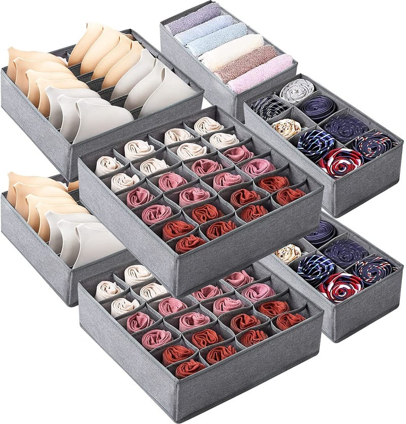 Onlyeasy Onlyeasy Closet Underwear Organizer Drawer DividerStorage Bins for Storing Bra Ties Lingerie Undies Sock Panty Belts Clothes Scarves 8 Pieces Grey - Image 1