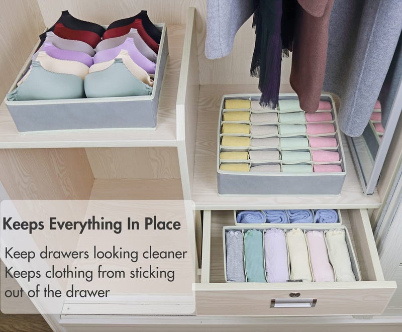 Onlyeasy Onlyeasy Closet Underwear Organizer Drawer DividerStorage Bins for Storing Bra Ties Lingerie Undies Sock Panty Belts Clothes Scarves 8 Pieces Grey - Image 4