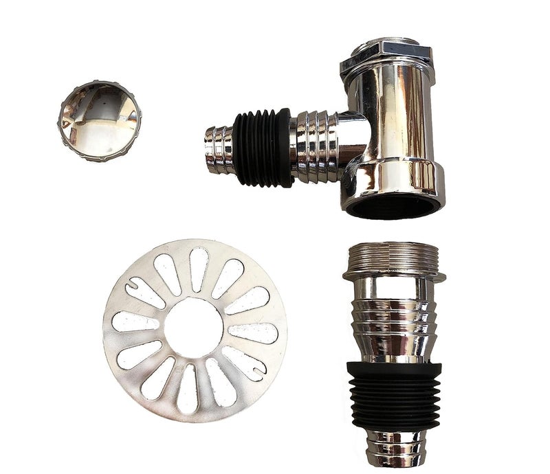 Dayish Anti Overflow Water Floor Drain with Easy Connector for Washing Machine Outlet Pipe Deodorant Joint Elbow for Pipe Silver TModel with Outer Ring - Image 3