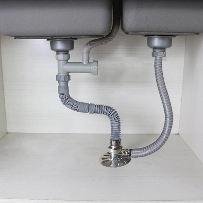 Dayish Anti Overflow Water Floor Drain with Easy Connector for Washing Machine Outlet Pipe Deodorant Joint Elbow for Pipe Silver TModel with Outer Ring - Image 5