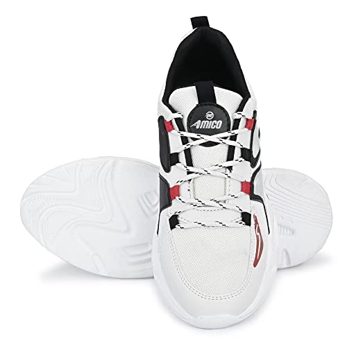 Amico Men's & Boys Multicolor Running Casual Sports Shoes (White, Numeric_8) - Image 5