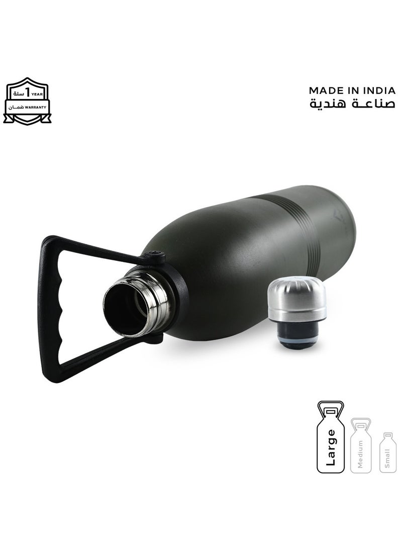 Atlasware - Water Bottle With a Capacity of 1750ml Stainless Steel Water Bottle That Keeps Cold For 100 Hours And keeps Heat For 45 Hours Army - Image 1
