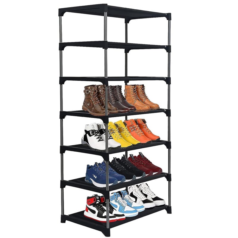 Demark Multipurpose Portable Shoe Rack for Home Storage, Easy to Move & Assemble with Zip Door Cover & Side Pockets, Multiuse Storage Rack for Footwear, Toys, Clothes with Dustproof (6 Layer Holder, Black) - Image 3