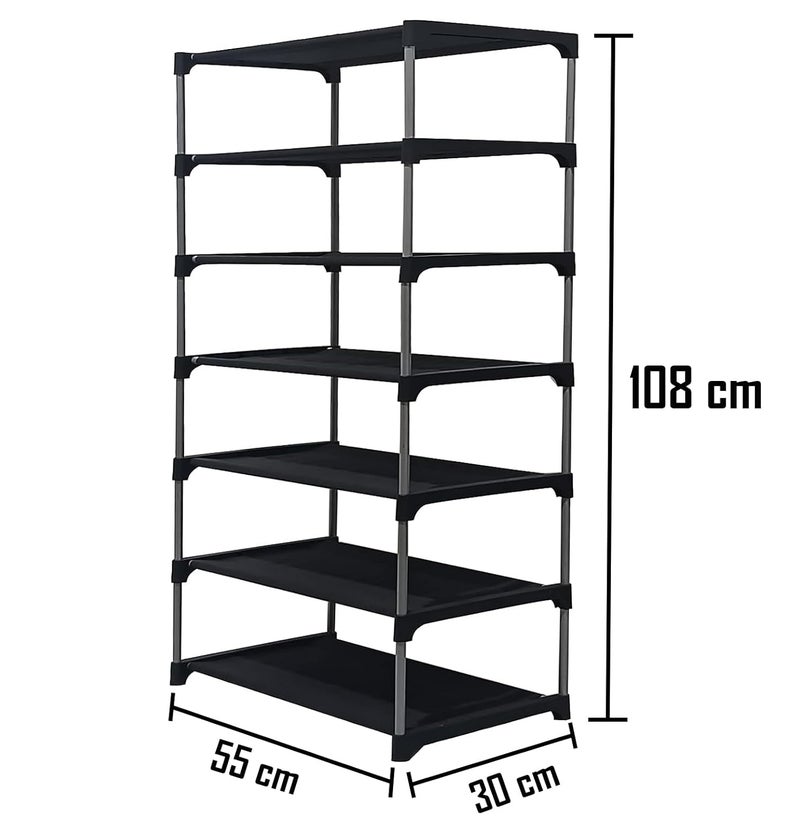 Demark Multipurpose Portable Shoe Rack for Home Storage, Easy to Move & Assemble with Zip Door Cover & Side Pockets, Multiuse Storage Rack for Footwear, Toys, Clothes with Dustproof (6 Layer Holder, Black) - Image 2