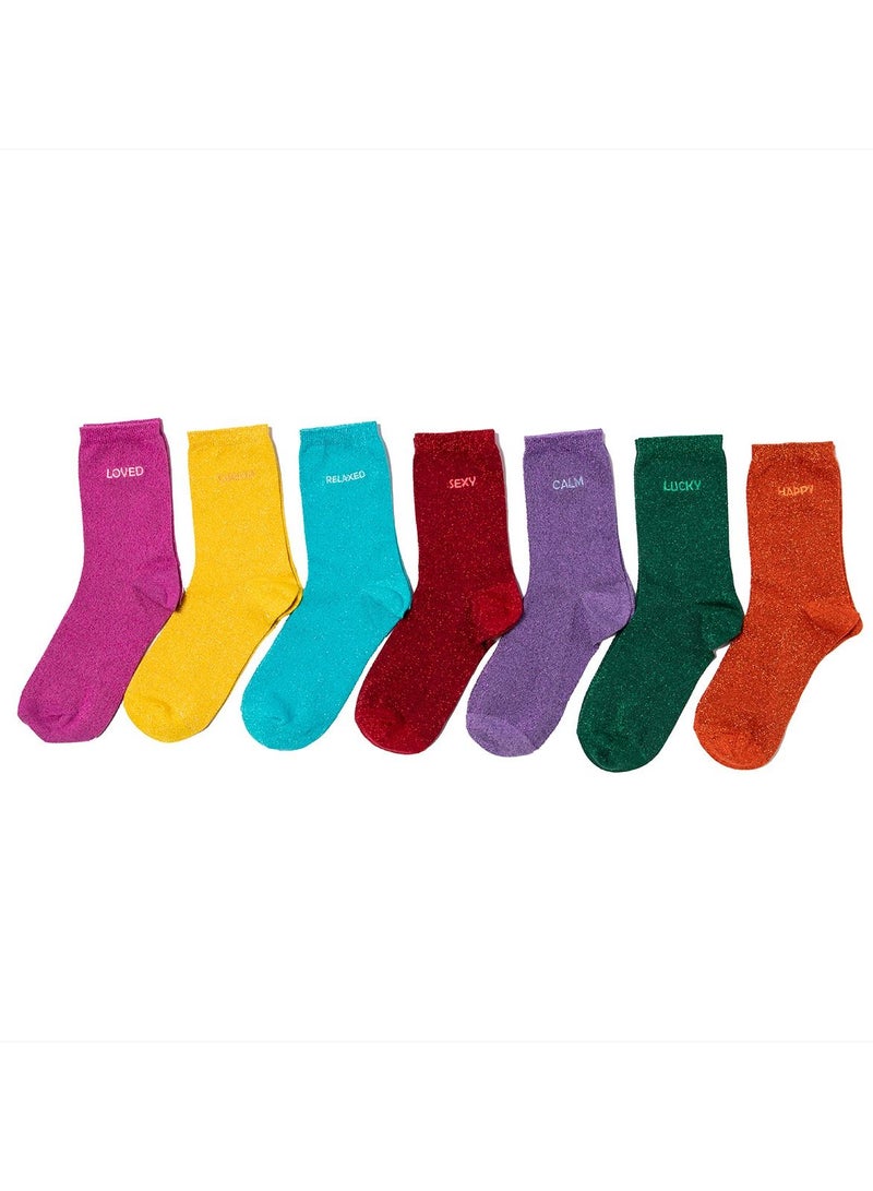 Biggdesign 7 Piece Women Socks, Glitter - Image 1