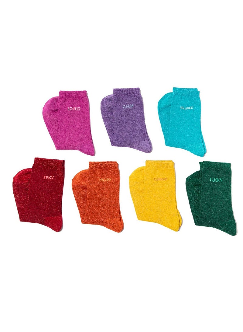 Biggdesign 7 Piece Women Socks, Glitter - Image 2