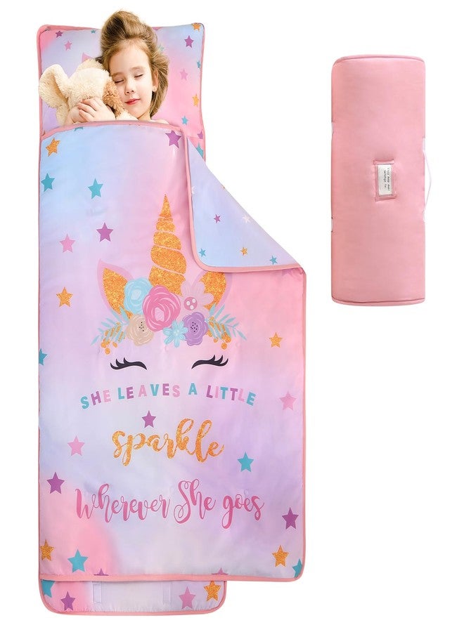 Wowelife Toddler Nap Mat with Pillow, Large Rolled Unicorn Napping Mats, Sleeping Mat for Girls, Nap Mats for Daycare, Preschool, Travel Sleeping Bag for Girls - Image 1