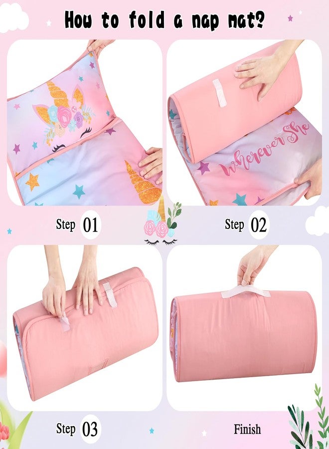 Wowelife Toddler Nap Mat with Pillow, Large Rolled Unicorn Napping Mats, Sleeping Mat for Girls, Nap Mats for Daycare, Preschool, Travel Sleeping Bag for Girls - Image 5