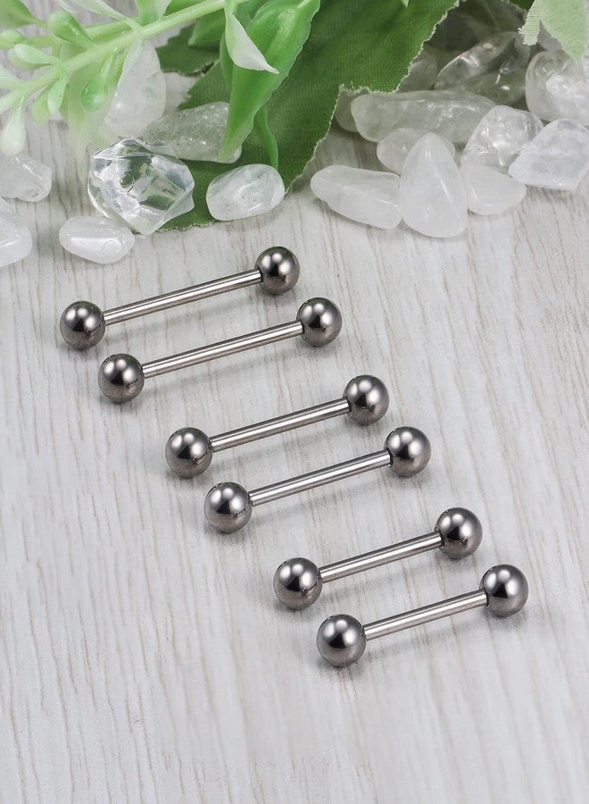 Ocptiy 14G 16G G23 Titanium Hypaollergenic Tongue Rings Piercing Jewelry Externally Threaded Tongue Shield Barbells Ring Bar Body Piercing Jewelry for Women Men 3 Pairs, Metal - Image 2