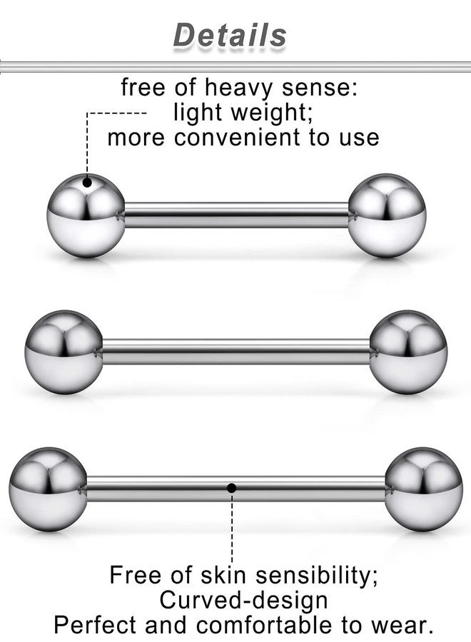 Ocptiy 14G 16G G23 Titanium Hypaollergenic Tongue Rings Piercing Jewelry Externally Threaded Tongue Shield Barbells Ring Bar Body Piercing Jewelry for Women Men 3 Pairs, Metal - Image 3