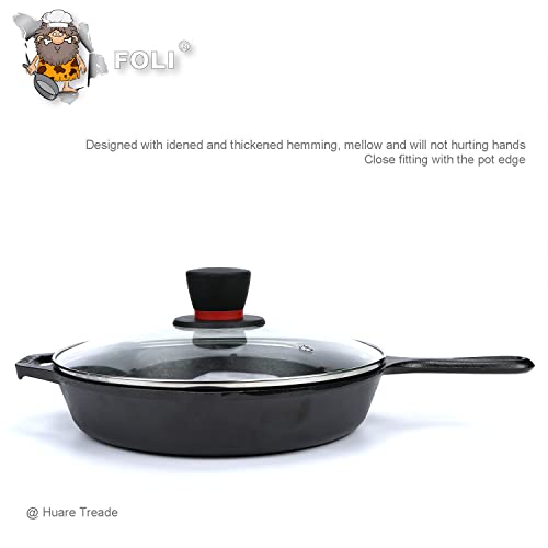 Foli 10.25 Inch Tempered Glass Lid Compatible with 10-10.25 Inch Lodge Cast Iron Skillets & 5 Quart Dutch Ovens - 10.25 Inch Universal Replacement Cover with Steam Vent - Versatile Round Glass Lid - Image 2