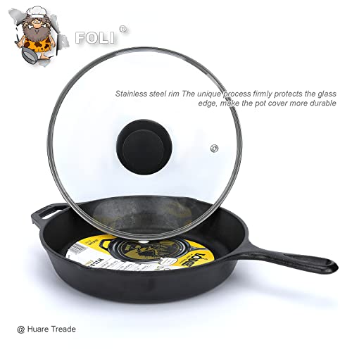 Foli 10.25 Inch Tempered Glass Lid Compatible with 10-10.25 Inch Lodge Cast Iron Skillets & 5 Quart Dutch Ovens - 10.25 Inch Universal Replacement Cover with Steam Vent - Versatile Round Glass Lid - Image 5