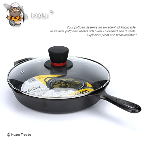 Foli 10.25 Inch Tempered Glass Lid Compatible with 10-10.25 Inch Lodge Cast Iron Skillets & 5 Quart Dutch Ovens - 10.25 Inch Universal Replacement Cover with Steam Vent - Versatile Round Glass Lid - Image 4