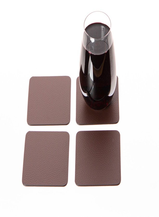 Nikalaz Set of Small Brown Placemats and Coasters, 4 Table Mats and 4 Coasters, Recycled Leather, Place Mats 15.75'' x 11.8'' and Coasters 3.9'' x 3.9'' - Image 4