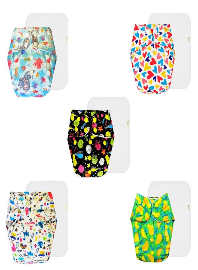 Dumbledo Premium Cloth Diaper with Cotton Insert (Pack of 5) | Hypoallergenic | Breathable | Quick Dry | Trusted by Moms | 3 Months - 3 Years | Unisex Baby - Image 1