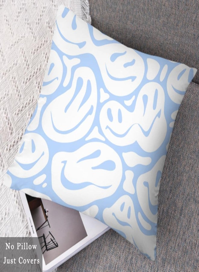 Pecfamly Cute Light Blue Room Bedroom Decor Aesthetic Cool Throw Pillows for Teen Girls, Cute Teen Room Decor Aesthetic (18"X18", Set of 2, No Inserts) - Image 3