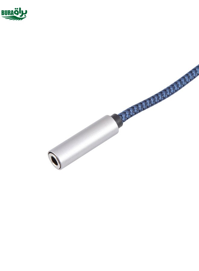 BURAQ USB Male to 3.5mm Female Weave Texture Audio Adapter(Blue) - Image 4