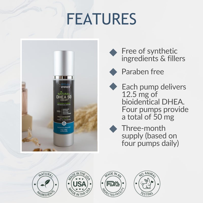 BIOLABS PRO Dhea Cream - Bioidentical Natural Dhea for Women Or Men - 50mg Per Dose - Three Month Supply - Luxury Bottle - 3.6oz - Image 4