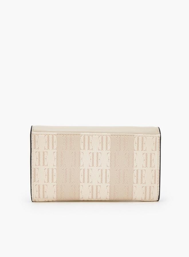 ELLE Monogram Print Wallet with Magnetic Closure - Image 2