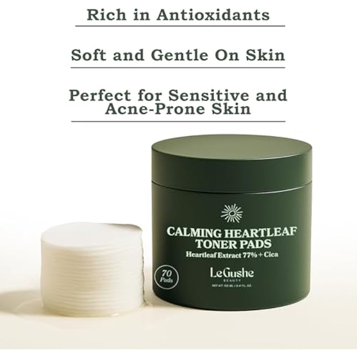 Le Gushe Heartleaf Face Toner Pads (70 Count) - Calming and Hydrating Toning Pads - CICA and Heartleaf Toner - for Troubled Skin and Breakouts (160 ml/ 5.41 fl oz) - Image 5