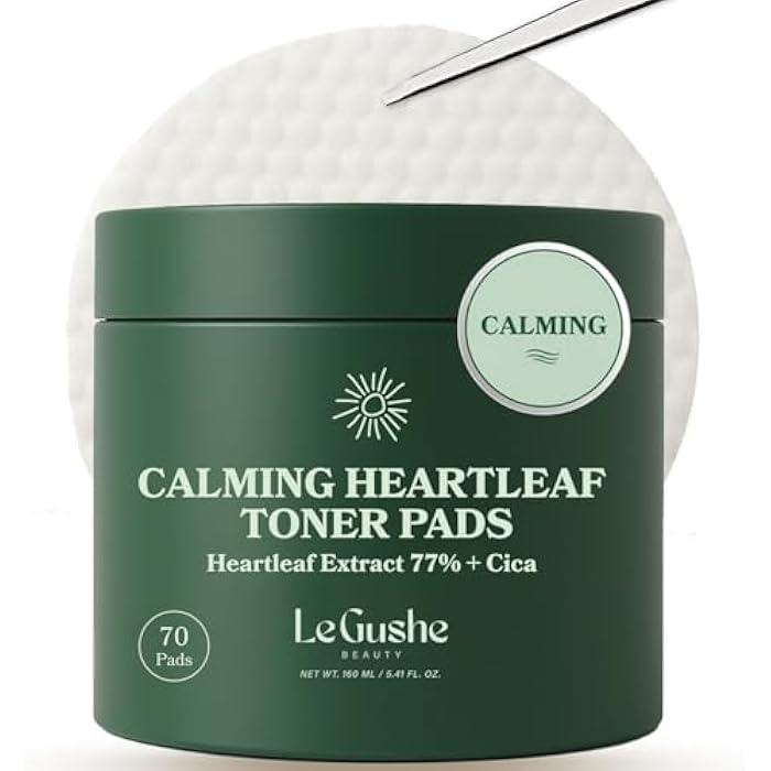 Le Gushe Heartleaf Face Toner Pads (70 Count) - Calming and Hydrating Toning Pads - CICA and Heartleaf Toner - for Troubled Skin and Breakouts (160 ml/ 5.41 fl oz) - Image 1