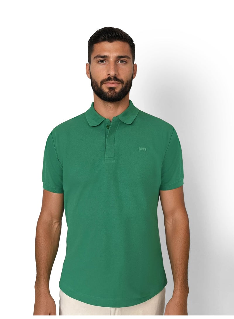 ذا فاوندر أند كو بولو رجال أكمام قصير بريميوم بيكيه قطن أخضر فوجي كلاسيك بوبو أولد موني - Image 1