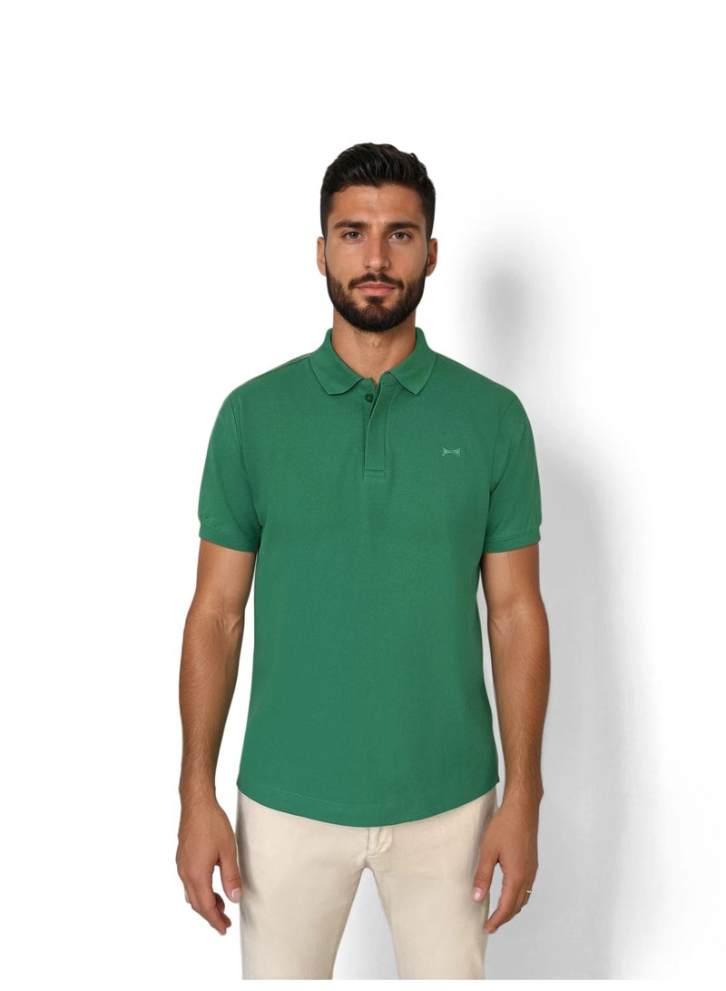 ذا فاوندر أند كو بولو رجال أكمام قصير بريميوم بيكيه قطن أخضر فوجي كلاسيك بوبو أولد موني - Image 2