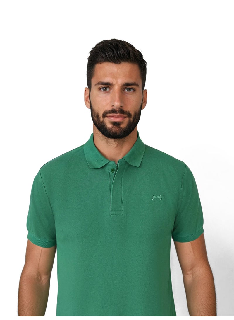 ذا فاوندر أند كو بولو رجال أكمام قصير بريميوم بيكيه قطن أخضر فوجي كلاسيك بوبو أولد موني - Image 4