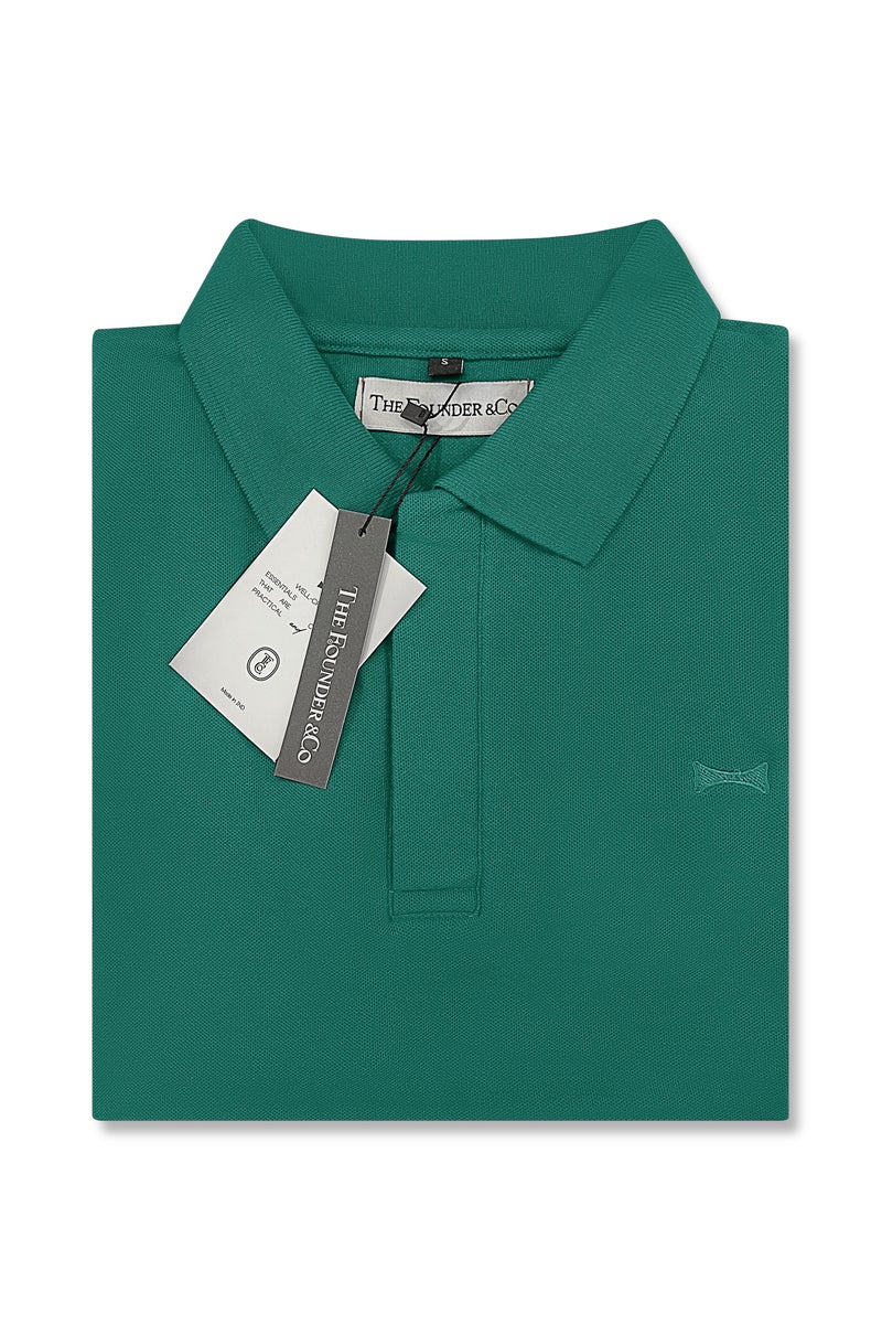 ذا فاوندر أند كو بولو رجال أكمام قصير بريميوم بيكيه قطن أخضر فوجي كلاسيك بوبو أولد موني - Image 5